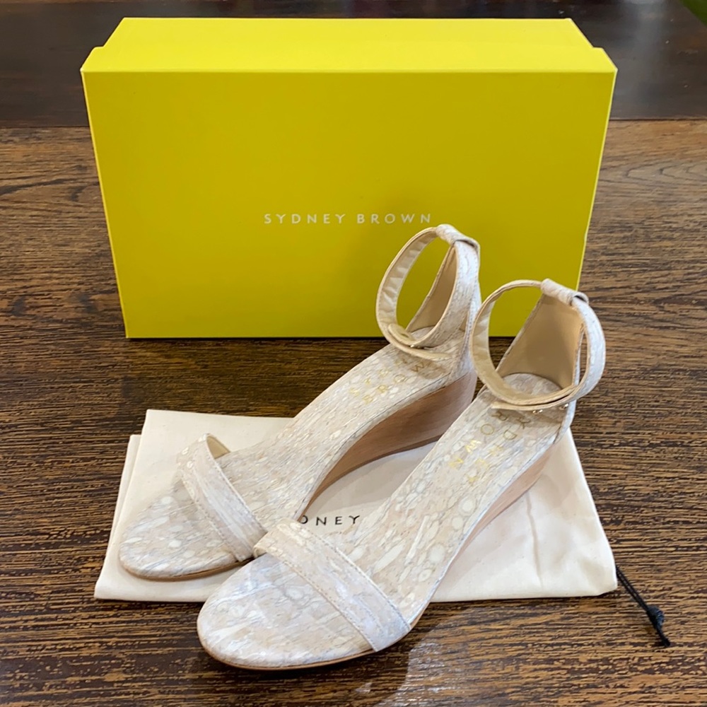 Sydney Brown Wedge Sandal Natural Fennel Size 40
